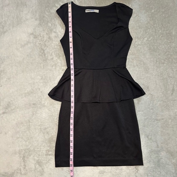 Bailey Blue Mini Peplum Dress Women Sz S Black Sweetheart Sleeveless Stretch Y2K - Picture 5 of 9